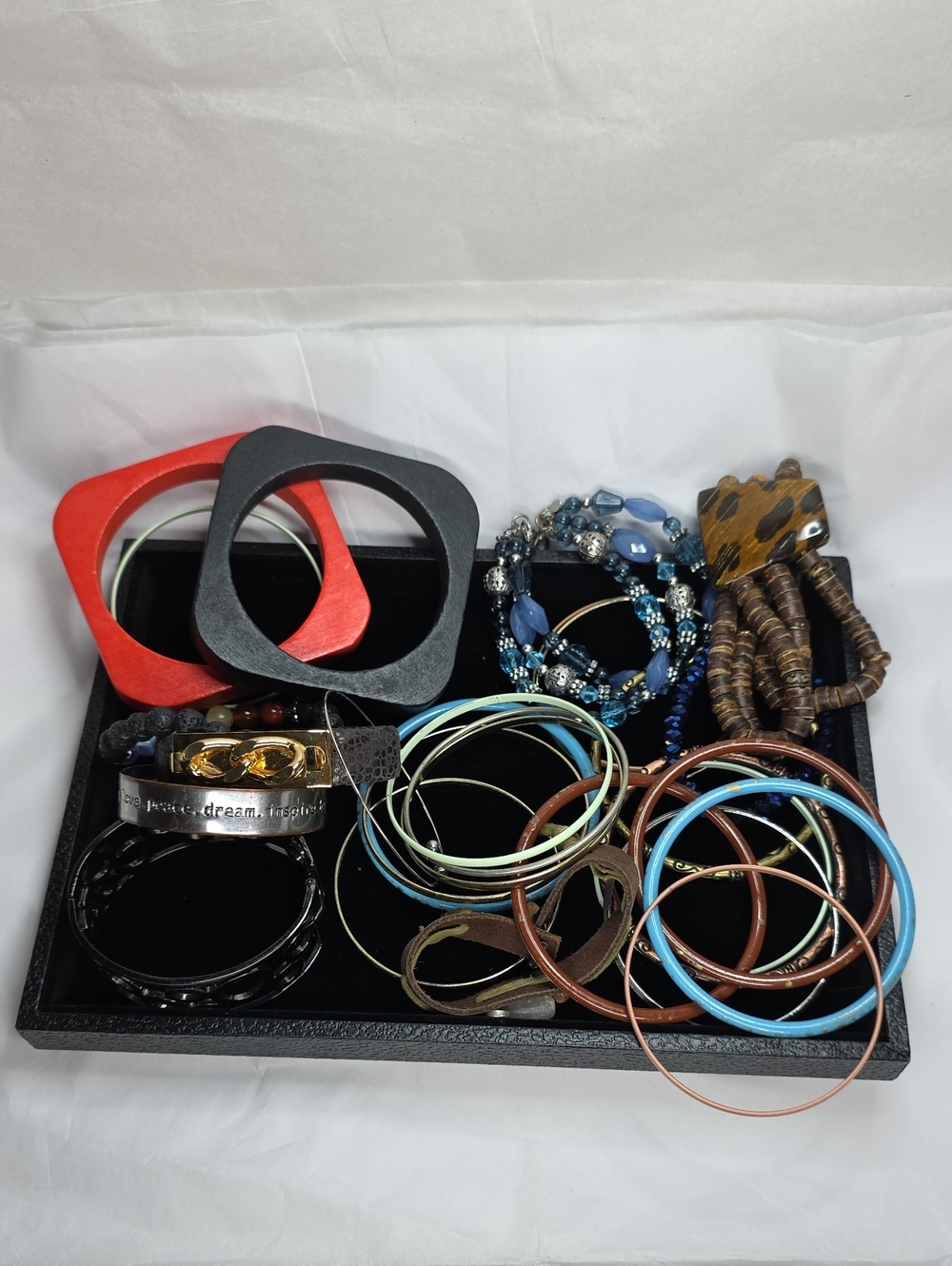 Assorted Women's Blue, Brown and Red Bracelet & Bangle Set